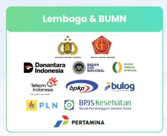 Lembaga dan BUMN pendukung: Polri, Kejaksaan, Danantara, Telkom, BPKP, Bulog, PLN, BPJS Kesehatan, Pertamina, dan lainnya